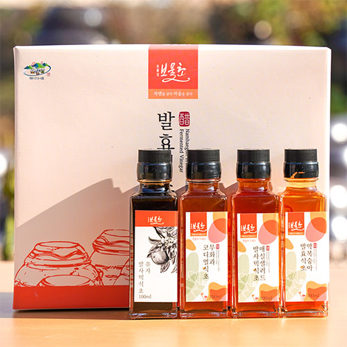 자연발효식초 보물초] 발효식초 100Ml 4종 세트 유자발사믹식초 무화과코디얼식초 무화과샐러드발사믹식초 매실샐러드발사믹식초]