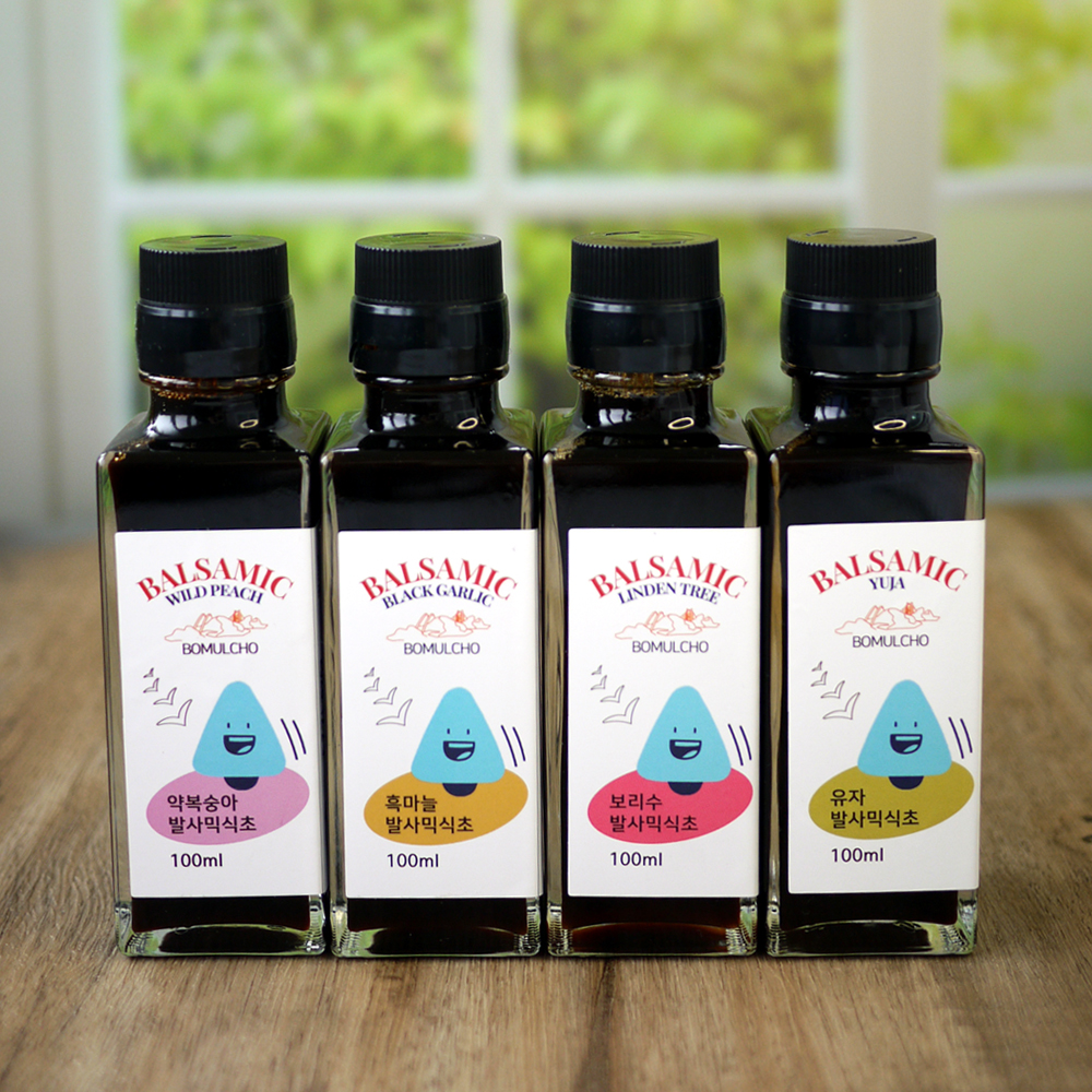 [보물초] 프리미엄 발사믹 100ml 4종 세트 (유자발사믹, 약복숭아발사믹, 흑마늘발사믹, 보리수발사믹)
